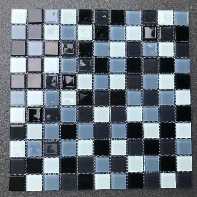 Crystal glass mosaic black and white