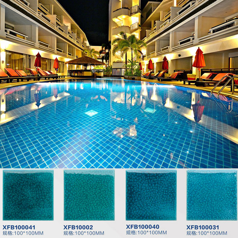 100x100 decorative blue glaze swimming pool ceramic mosaic tile